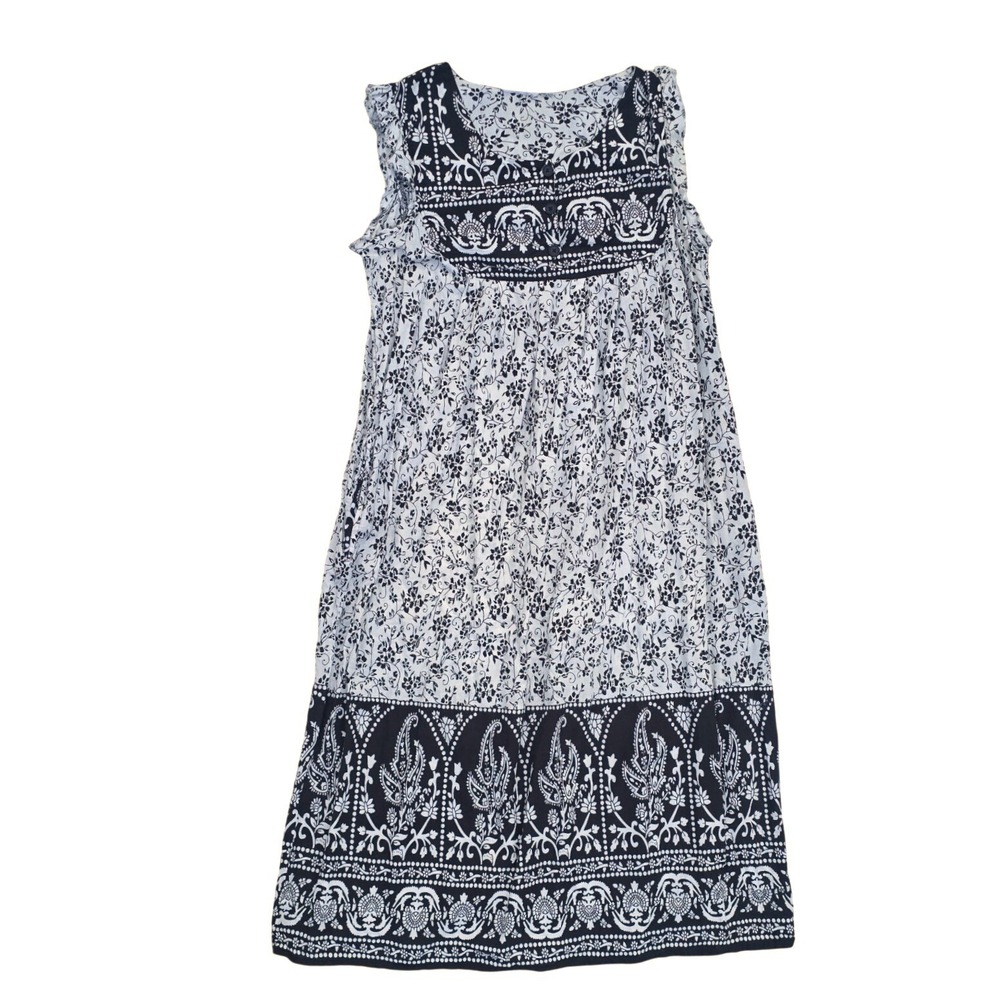 LOUNGEE's modified sleeveless Black White Floral Paisley Dress square Neck M mez